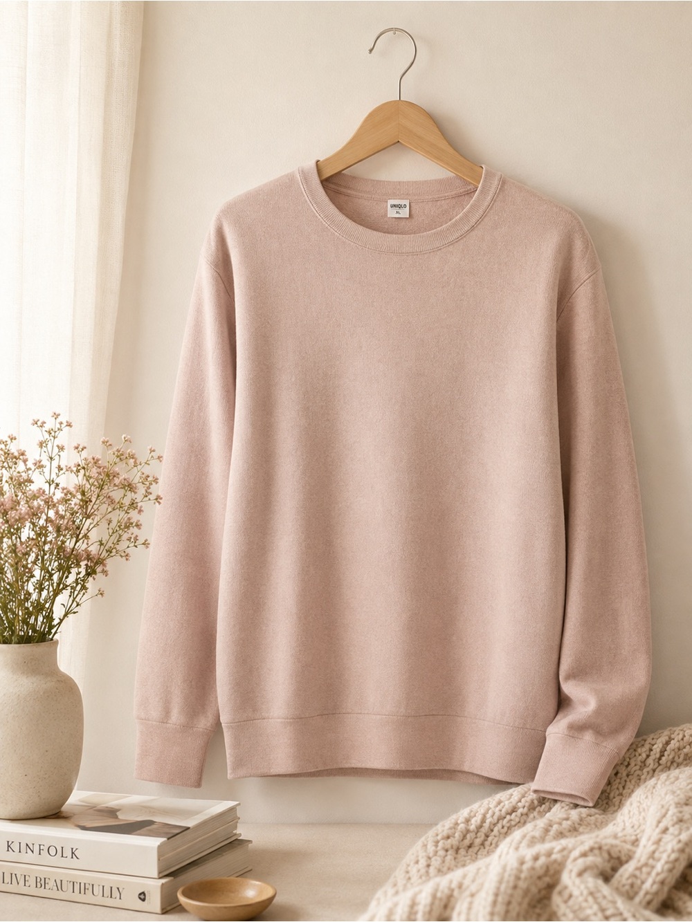 ✨ UNIQLO Fine Knit Crewneck Sweater | XL | Blush Pink ✨